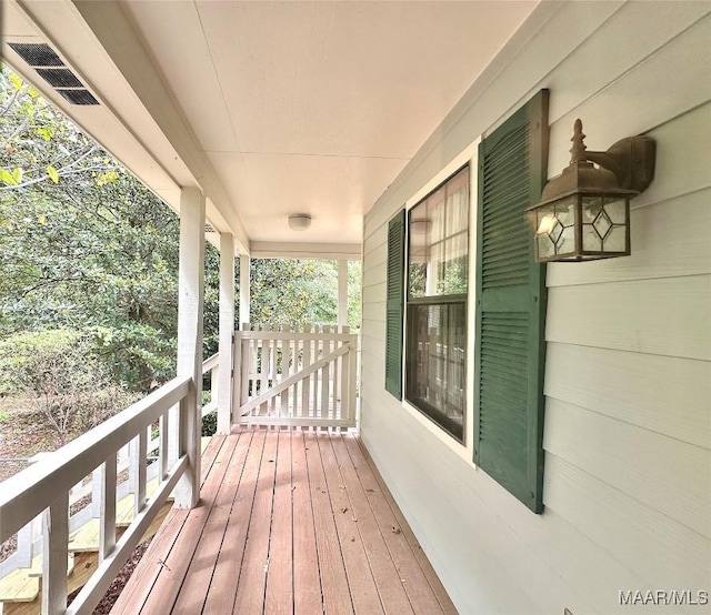 wooden deck with covered porch