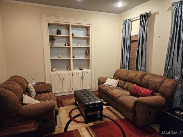 living room featuring ornamental molding