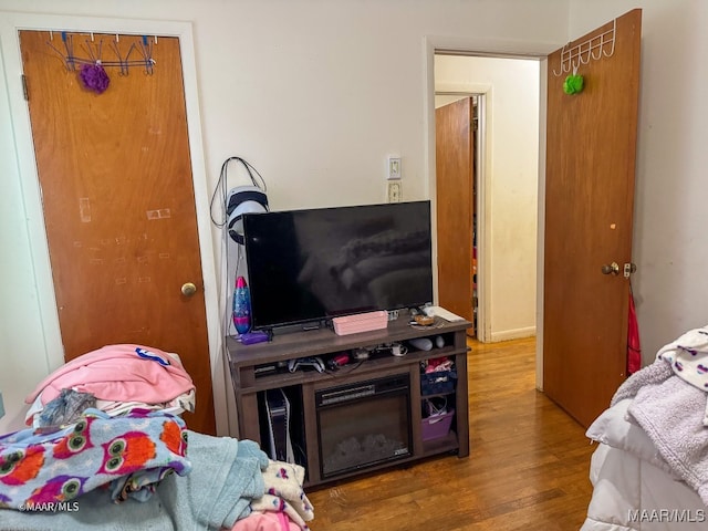 bedroom featuring a closet and hardwood / wood-style flooring