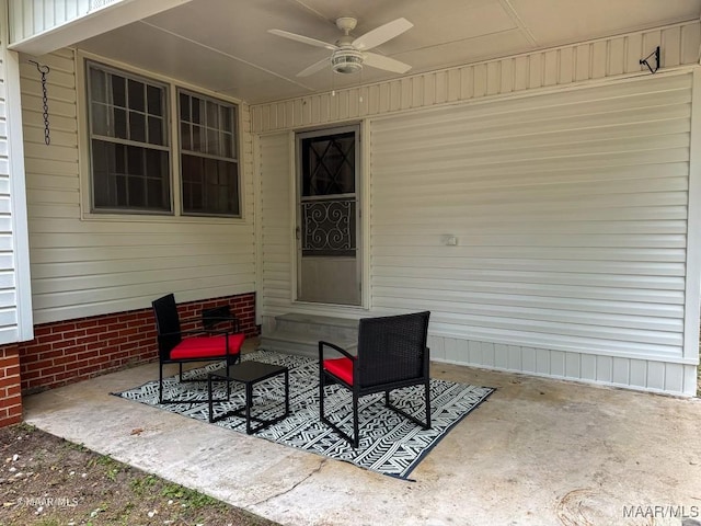 view of patio with a ceiling fan