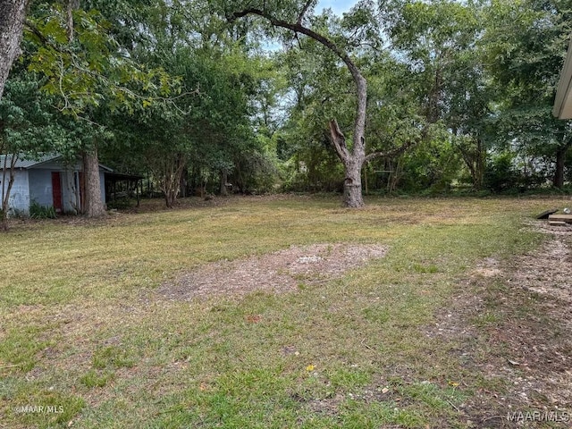 view of yard featuring an outbuilding