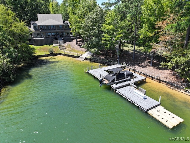 view of dock featuring a water view