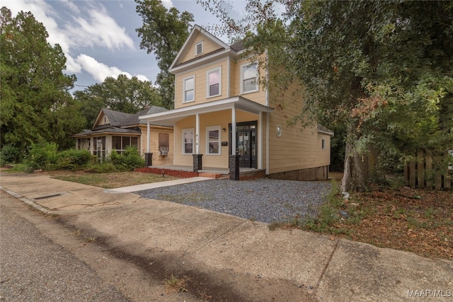 view of front of property with covered porch