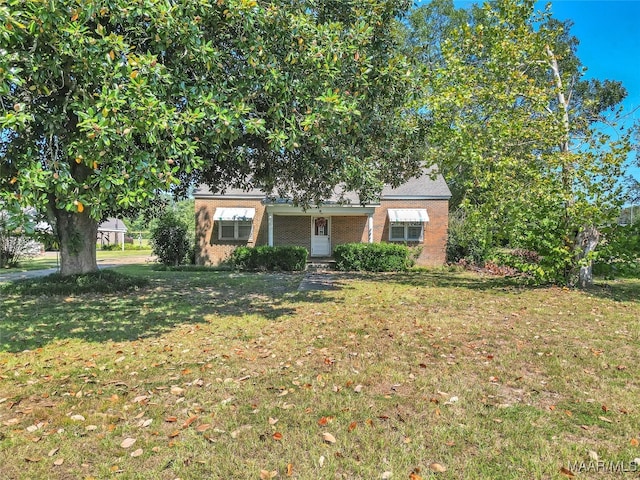 view of front of property featuring a front yard