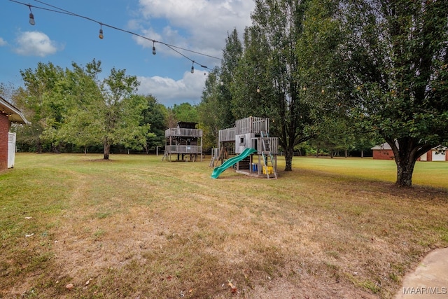 view of yard featuring a playground