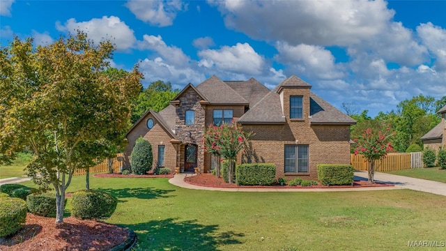 view of front of home with a front lawn