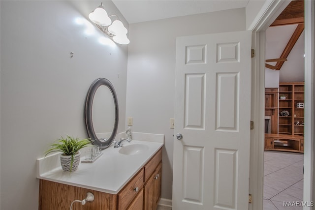 bathroom featuring vanity and tile patterned flooring