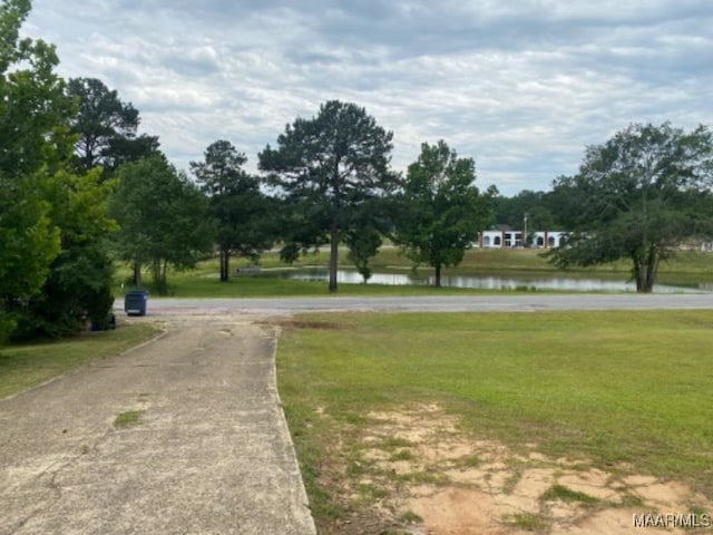 view of road with a water view