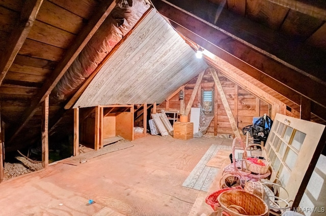 view of unfinished attic