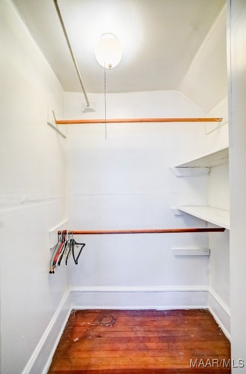 walk in closet featuring hardwood / wood-style flooring