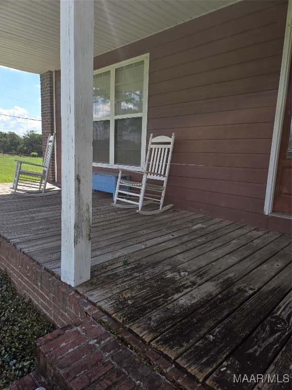 deck featuring a porch