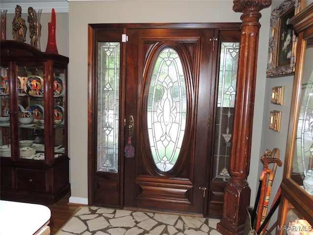 foyer entrance featuring light hardwood / wood-style floors