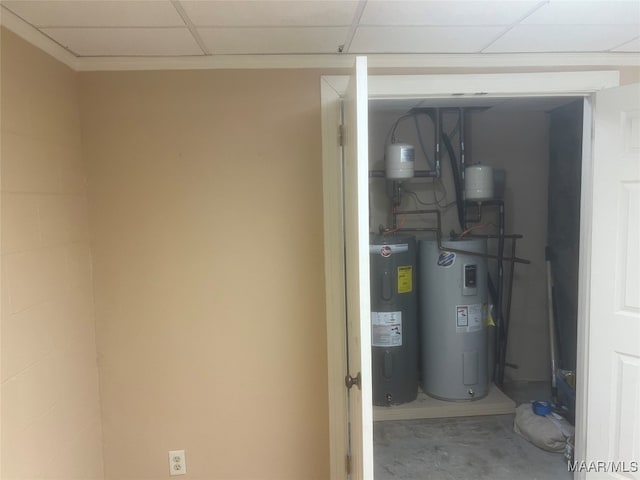 utility room with water heater