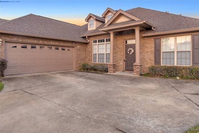 view of front facade featuring a garage