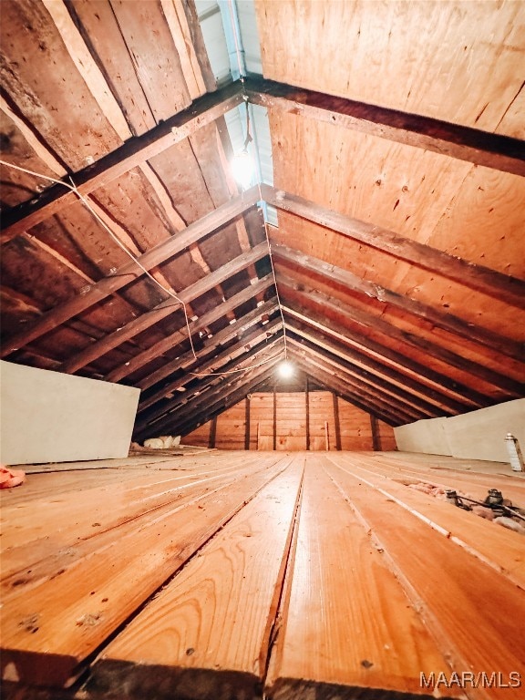 view of unfinished attic