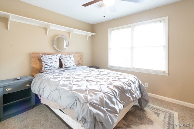 bedroom with carpet and ceiling fan