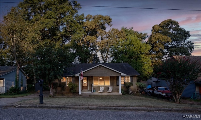 view of front of home featuring covered porch