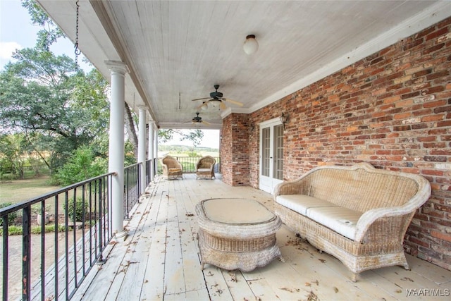 601 N Pickett St, Autaugaville, AL 36003 - view of patio with french doors and a ceiling fan