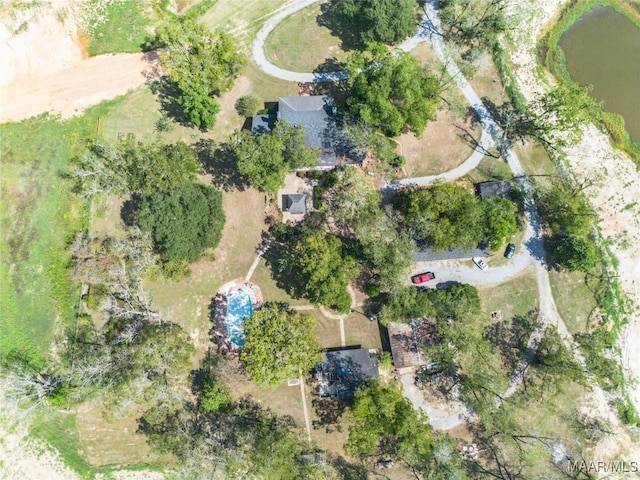 bird's eye view featuring a water view