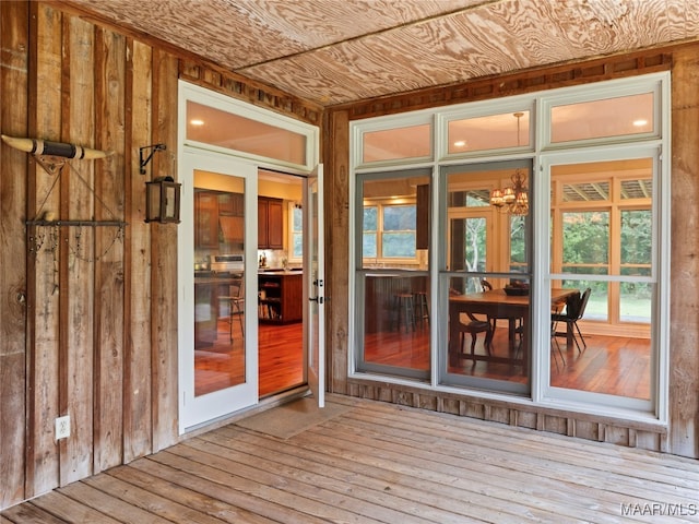 wooden deck featuring french doors