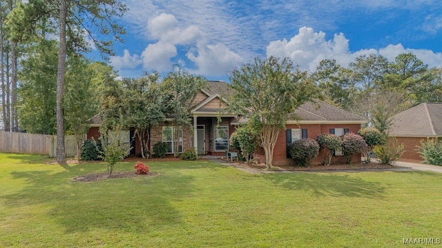 view of front of house featuring a front lawn