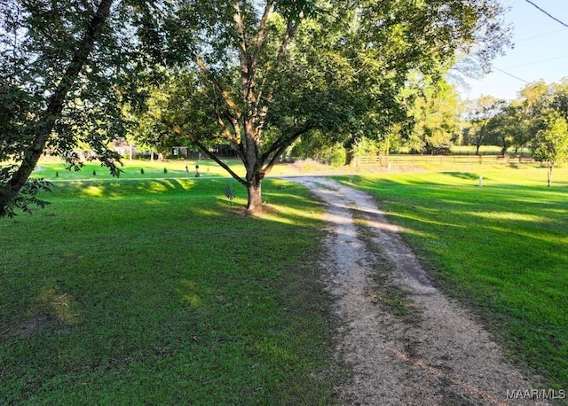 exterior space with a yard and dirt driveway