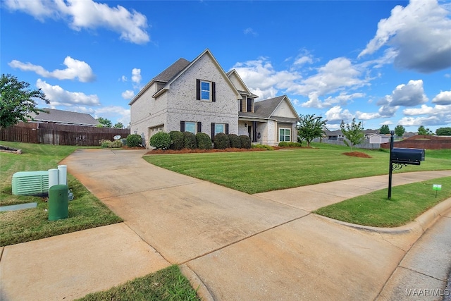 view of front of property with a front lawn