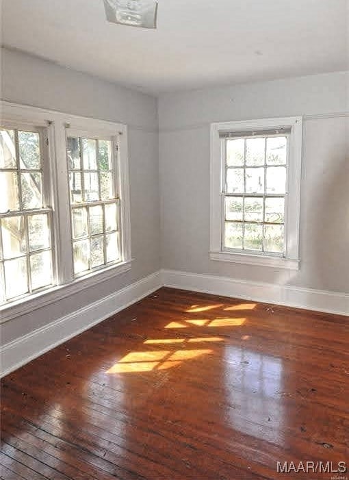 unfurnished room featuring dark hardwood / wood-style floors and a wealth of natural light