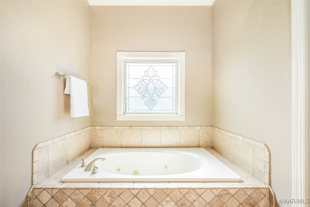 bathroom featuring tiled bath