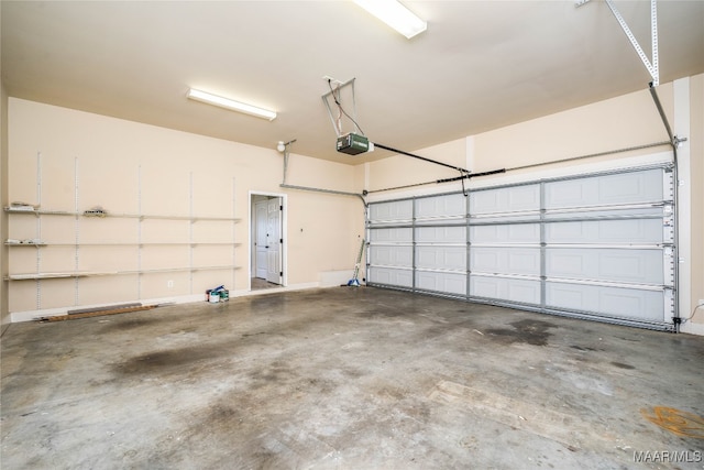 garage with a garage door opener