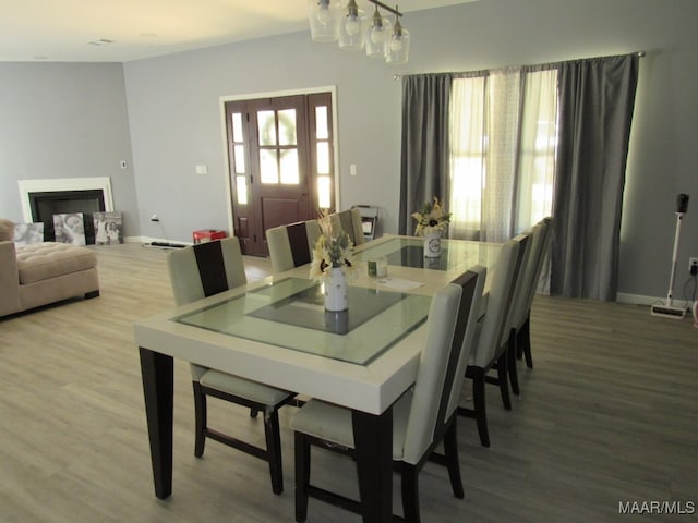 dining space featuring hardwood / wood-style flooring