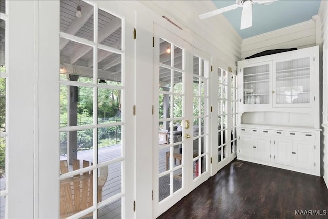 1311 Woodward Ave, Montgomery, AL 36106 - doorway to outside with dark wood-type flooring and ceiling fan