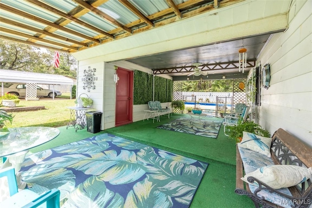 view of patio / terrace with ceiling fan