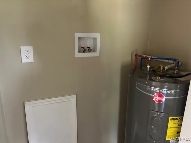 utility room with electric water heater