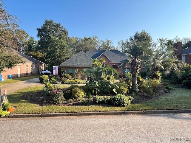 view of front of property with a front lawn