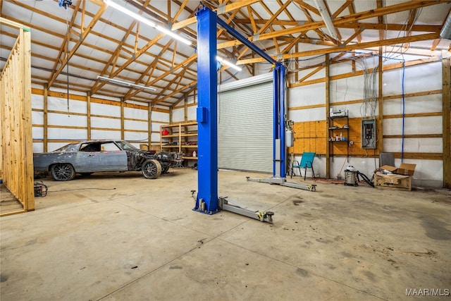 garage with electric panel