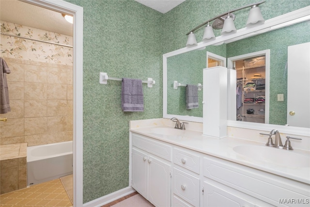 bathroom featuring vanity and plus walk in shower