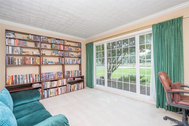 living area with plenty of natural light and a textured ceiling