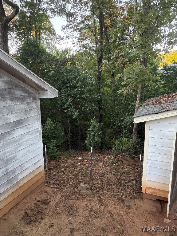 view of yard featuring a shed