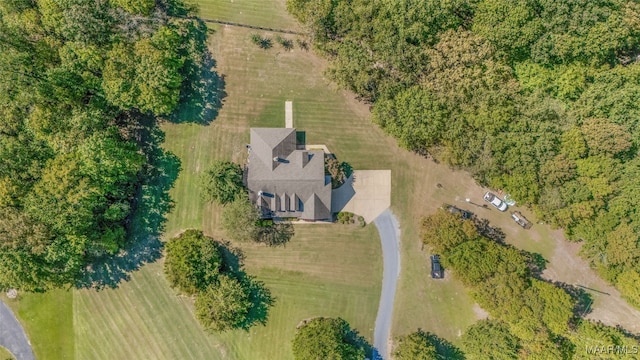 birds eye view of property featuring a rural view