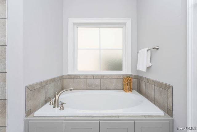 bathroom featuring a washtub and a healthy amount of sunlight