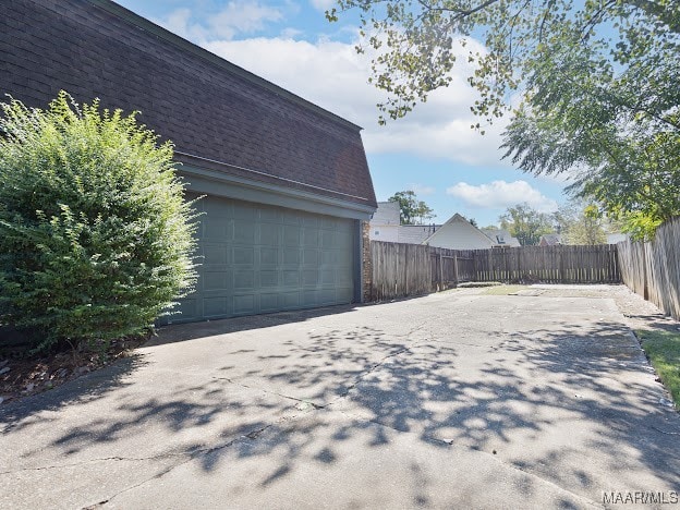 exterior space featuring a garage