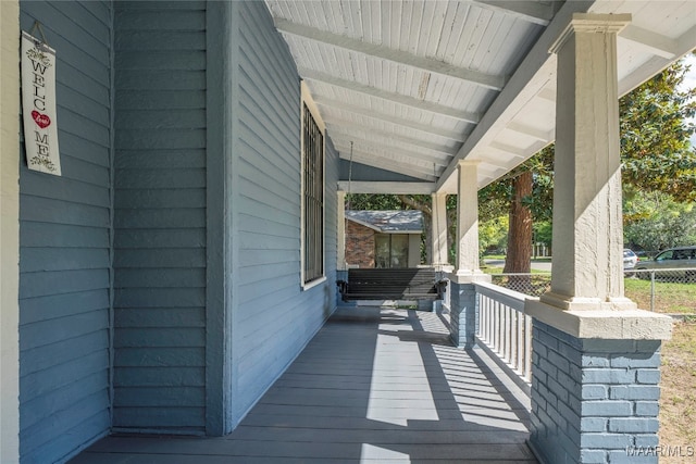 deck featuring a porch