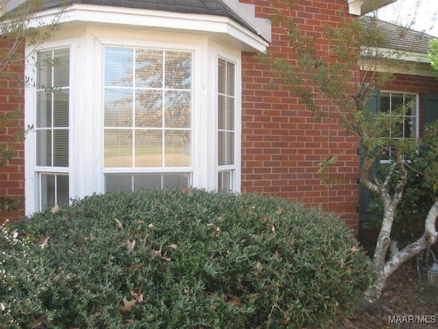 view of side of home featuring brick siding