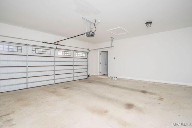 garage with a garage door opener