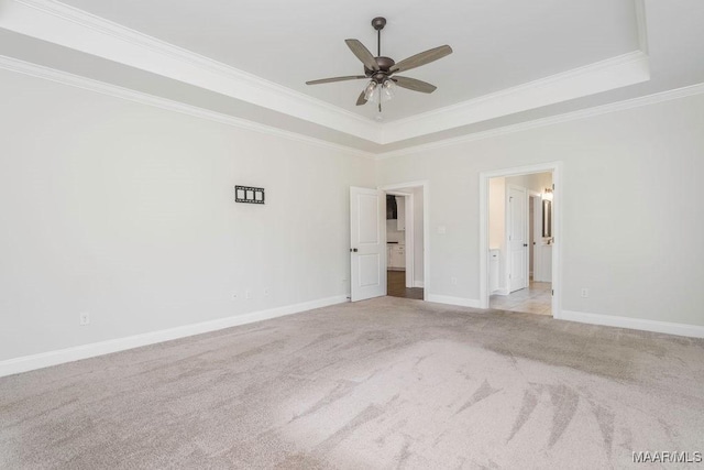 78 Hillston Dr, Wetumpka, AL 36093 - carpeted spare room featuring a raised ceiling, a ceiling fan, ornamental molding, and baseboards