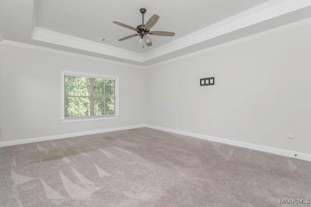 78 Hillston Dr, Wetumpka, AL 36093 - empty room with a raised ceiling, carpet floors, ornamental molding, ceiling fan, and baseboards