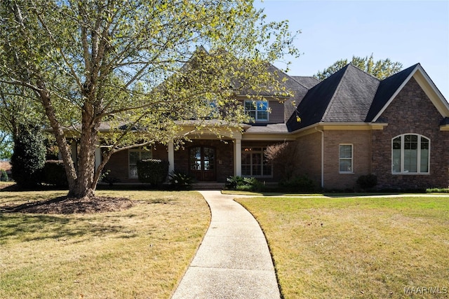 view of front of home featuring a front lawn