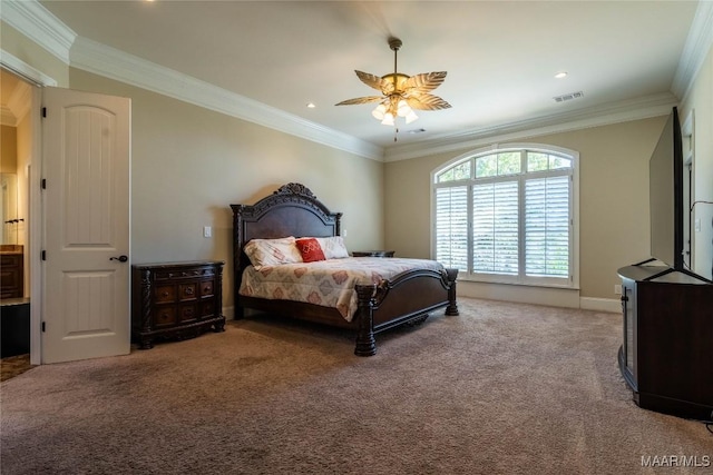 156 Walnut Point Dr, Wetumpka, AL 36093 - bedroom featuring visible vents, crown molding, and carpet flooring
