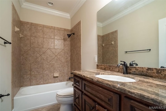 156 Walnut Point Dr, Wetumpka, AL 36093 - full bath with toilet, ornamental molding, vanity,  shower combination, and tile patterned flooring